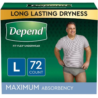 Depend FIT-FLEX Incontinence Underwear for Men - Maximum Absorbency - Large - Gray - 72ct