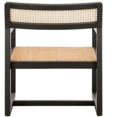 Black and Natural Wood Cane Accent Arm Chair