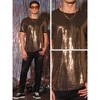 Lars Amadeus Men's Short Sleeves Crew Neck Nightclub Party Sequin T-Shirts - 4 of 4