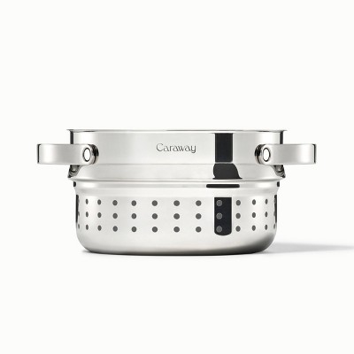 Caraway Silver Nonstick Stainless Steel Steamer with Handles