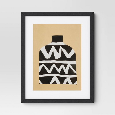 Set of 2 Black and Beige Framed Vase Art Prints