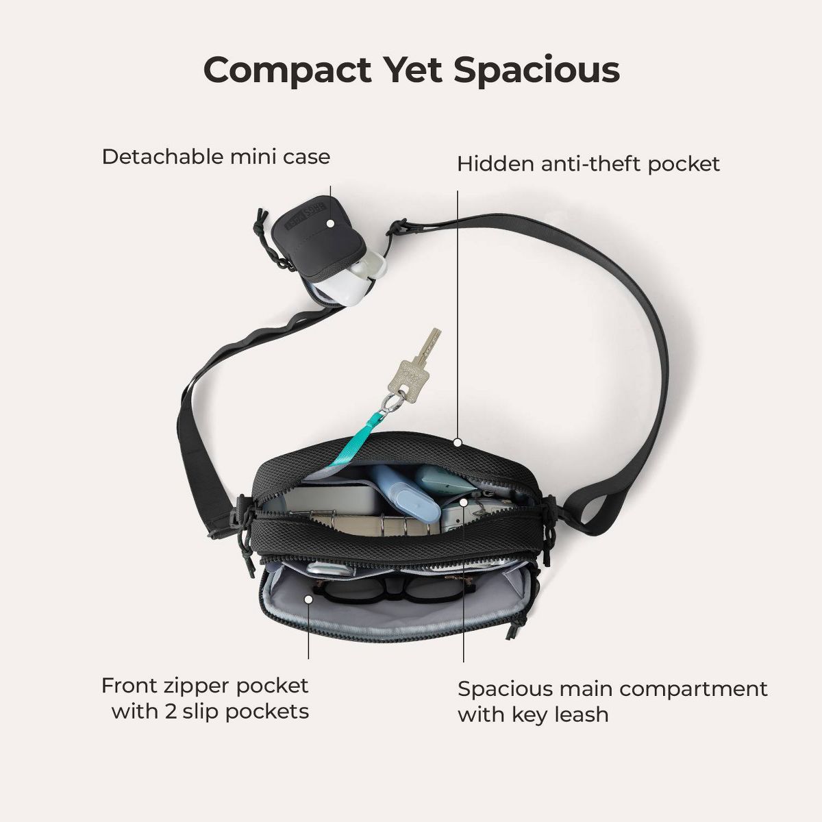 Bagsmart Softside REIKI Crossbody Bag - thumbnail 5