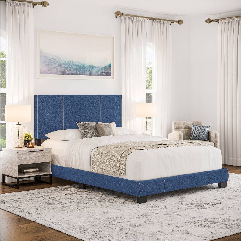 Full Lucena Linen Upholstered Full Bed Frame Blue Boyd Sleep Eco Dream, 5 of 9
