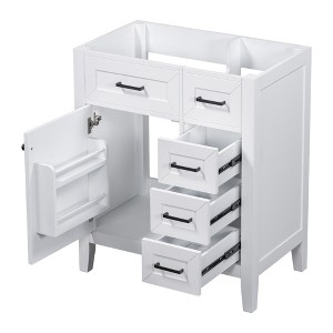 TOBILI 30" Bathroom Vanity without Sink,Cabinet Base Only, Bathroom Cabinet with Drawers,Solid Frame and MDF Board,White - 1 of 4