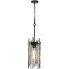 LNC Echonalyri 1-Light 7.9" Luxury and Glam Mini Kitchen Island Penant Lights, Black with Smoked Textured Glass Shades - 2 of 4