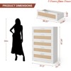 Hallway 5 Drawer Rattan Dresser for Bedroom, 47.27” Tall Dresser w/ Power Outlets, Wood Dresser Chest of Drawers with Metal Handles - 2 of 4