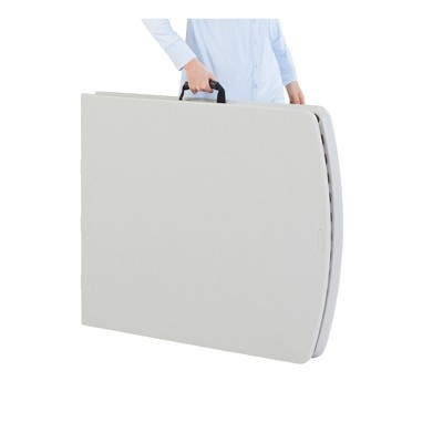 Gray 6 ft Fold-In-Half Banquet Table with Steel Frame