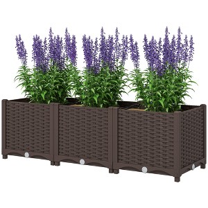 Plastic Raised Garden Bed, 4 x 1 x 1 ft Outdoor Flower Box with Drainage Holes for Vegetables, Herbs - 1 of 4