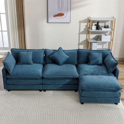 NicBex Sectional Sofa with Ottoman & 5 Pillows 3 Seat L Shaped Modular Sofa for Living Room & Apartment