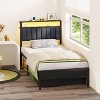 Twin Bed Frames Grey Upholstered Headboard with Shelves Metal Platform Bed with 2 Under-Bed Storage (Fabric Drawer on Wheels) No Box Spring Needed - 4 of 4