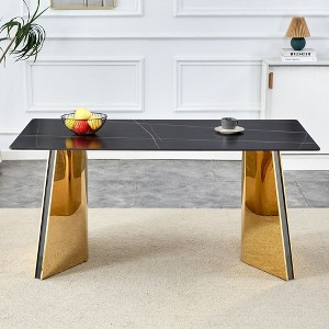 NicBex 63" Modern Rectangle Dining Table,Kitchen Table with Marble-Patterned Tabletop and Steel Butterfly Legs for 6-8 Seaters(5 Colors) - 1 of 4