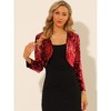 INSPIRE CHIC Women's Sequin Long Sleeve Open Front Cropped Cardigan Shrug Jacket - 4 of 4