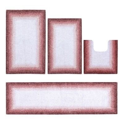 Torrent Collection 4 Piece 100% Soft Cotton Tufted Weave Bath Rug Set, Ombre Pattern, Super Soft & Absorbent, Machine Washable Bathroom Mats