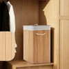 Orieon 28 Gal Laundry Basket with Lid – Large Foldable Bamboo Hamper with Handles & Removable Liner Bag, Carbonized. - 3 of 4