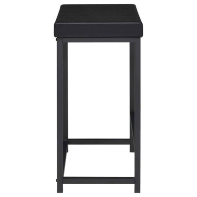 Black Faux Leather and MDF Rectangular Pub Set with 2 Chairs