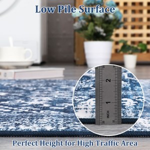 Machine Washable Area Rug Low Pile Vintage Ultra-Thin Non Slip Non Shedding Rugs Stain Resistant Foldable Indoor Carpet for Living Room Bedroom - 1 of 4
