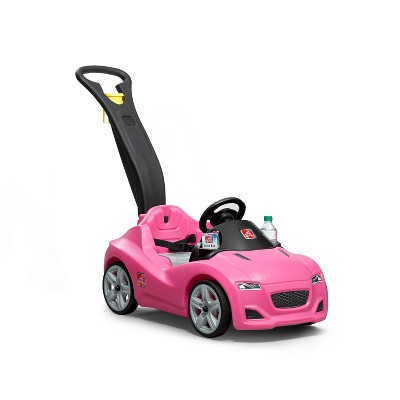 Pink Plastic Toddler Push Ride-On Car with Seat Belt