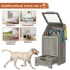 Top Opening Dog Feeding Station, Wooden Dog Food Storage Cabinet with 2 Improved Dog Bowls, 3 Hooks, Hidden Design - 4 of 4