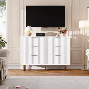 Fluted 6-Drawer Dresser for Bedroom – 54" Wide Modern Chest of Drawers with Deep Drawers - 1 of 4