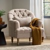 Modern Tufted Upholstered Accent Chair with High Back and Turned Oak Wood Legs for Living Room Bedroom-Baofuwish - 3 of 4