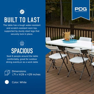 White Rectangular 6-Foot Folding Plastic Outdoor Table
