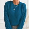 Women‘s Cream Sweater Long Sleeve Honeycomb Knit Pullover - Cupshe - 3 of 4