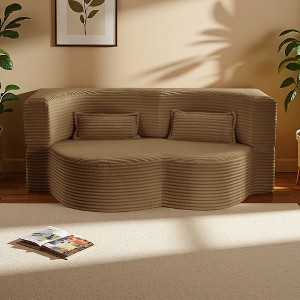 78" Plush Corduroy Floor Sofa Bed with Foam Support, Convertible, No Assembly - 1 of 4