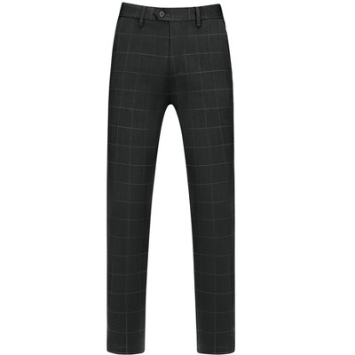 Lars Amadeus Men's Slim Fit Stretch Plaid Business Trousers Dress Pants