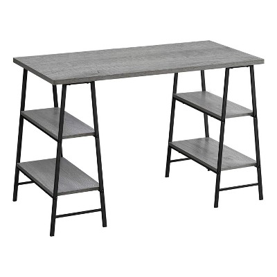 Monarch Specialties Computer Desk Home Office Laptop Storage Shelves 48InchL Work Metal Laminate Grey Black Contemporary Modern