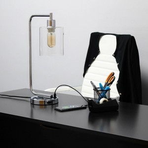 Modern Iron Desk Lamp with USB Port and Glass Shade - Lalia Home - 1 of 4