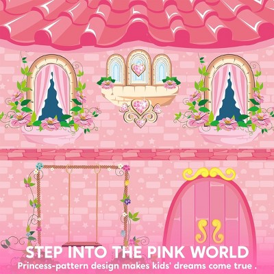 Pink Princess Castle Play Tent for Kids with Graphic Motifs