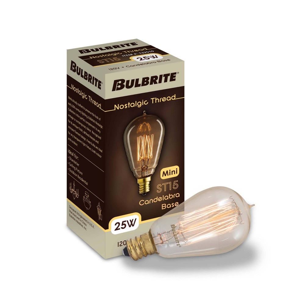 Bulbrite 25 Watt Dimmable Antique ST15 Nostalgic Thread 2200K Amber ...