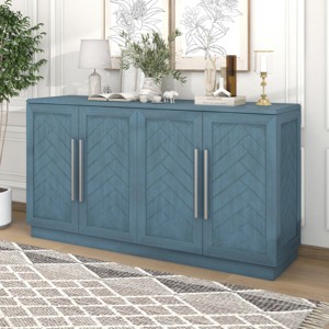 Sideboard With 4 Doors, Large Buffet Cabinet With Adjustable Shelves, 60 Inch Long Sideboard Buffet Cabinet-Cuddlewood - 1 of 4