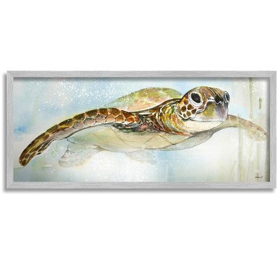 Stupell Industries Peaceful Sea Turtle Swimming Framed Giclee Art