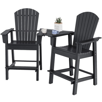 Tangkula 2PCS HDPE Tall Adirondack Chair Barstools Connecting Tray Yard Footstool