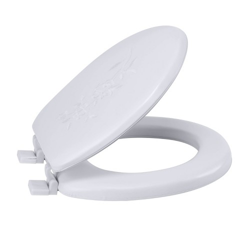 Elongated Cushioned Vinyl Toilet Seat Never Loosens Chrome Hinges White -  Mayfair By Bemis : Target