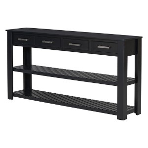 TiramisuBest Modern Entryway Console Table with 4 Drawers & 2 Open Shelves,Stylish Storage for Living Room or Hallway (Black) - 1 of 4