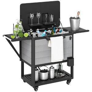 Outsunny 104 Quart Patio Cooler Cart, Outdoor Beverage Rolling Ice Chest with Bottle Opener and Shelves for Pool Deck BBQ Cookouts Party - 1 of 4