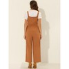 Allegra K Women's Casual Vintage Straps Ruffled Pockets 100% Cotton Wide Leg Overalls Jumpsuit - 4 of 4