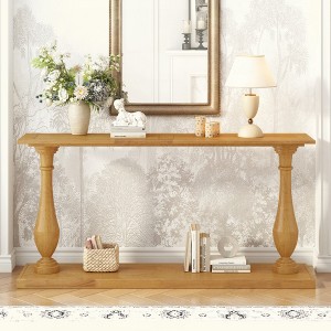 KIGFTSOD Vintage Sofa Table Console Table with Luxurious Pine Veneer and Elegance Vase-Leg Design for Living Room Study Room Entryway Bedroom - 1 of 4