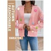 Clearlove Women's Ribbed Knit Cardigans Aesthetic Pretty Flowers Applique Button Up Sweater Coat - 3 of 4