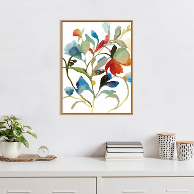 Colorful Botanical Watercolor Canvas Print for Kids, 18" x 24"