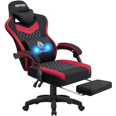Hoffree Breathable Fabric Massage Gaming Chair Ergonomic Office PC Chair with Footrest & Adjustable