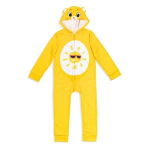 Care Bears Grumpy Bear Good Luck Bear Funshine Bear Always There Bear Fleece Zip Up Costume Pj Coverall Adult - 1 of 4