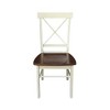 Set of 2 X Back Chairs with Solid Wood Seats Antiqued Almond/Espresso - International Concepts: Hardwood High Back Dining Furniture - 2 of 4