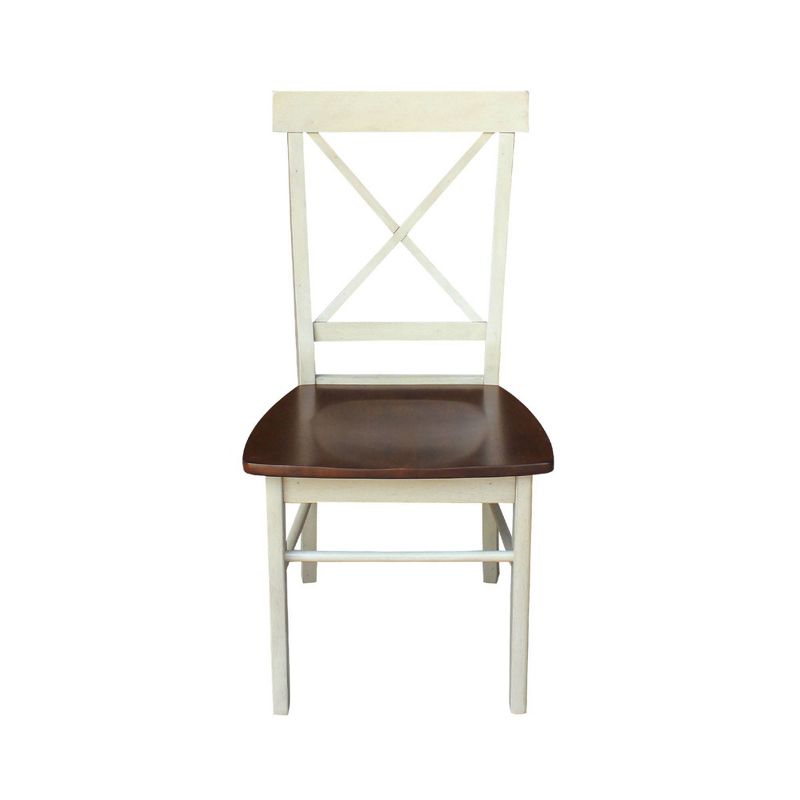 Set of 2 X Back Chairs with Solid Wood Seats Antiqued Almond/Espresso - International Concepts, 3 of 11