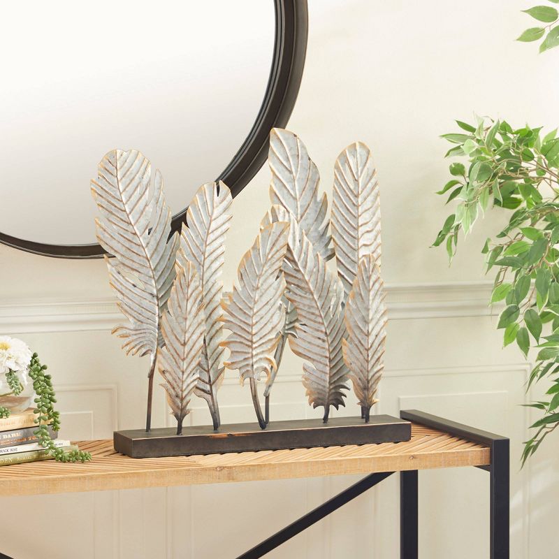 Natural Reflections Rustic Iron Feather Table Sculpture (20"x21") - Olivia & May, 4 of 7