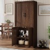 Tall Kitchen Pantry, Wood Pantry Storage Cabinet with 4 Doors & Adjustable Shelves, Farmhouse Freestanding Pantry Cupboard & Large Storage Space - 4 of 4