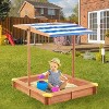 KTMBDW Wooden Sandbox with Lid, Kids Sandbox with Canopy Outdoor, Sandboxes with Covers Foldable Bench Seats for Backyard, Gift for Ages 2-8 - 2 of 4