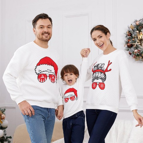 Patpat Family Matching Sweatshirt Cartoon Print Pullover Top Mommy And Me Shirt For Family White For Family Outfits Target